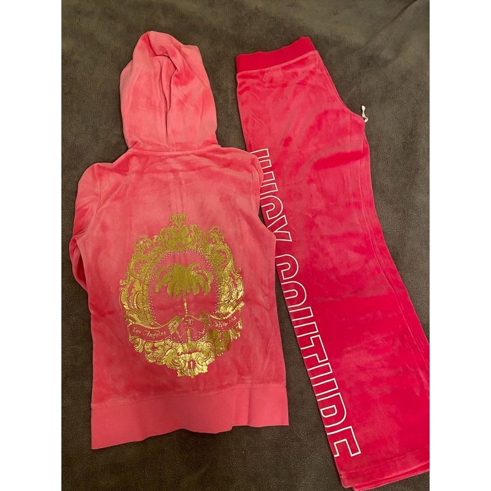 Y2k Vintage Juicy Couture Velour Tracksuit Set Pink Size XS